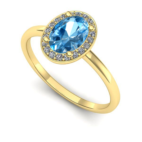 Inel de logodna din aur galben cu topaz blue