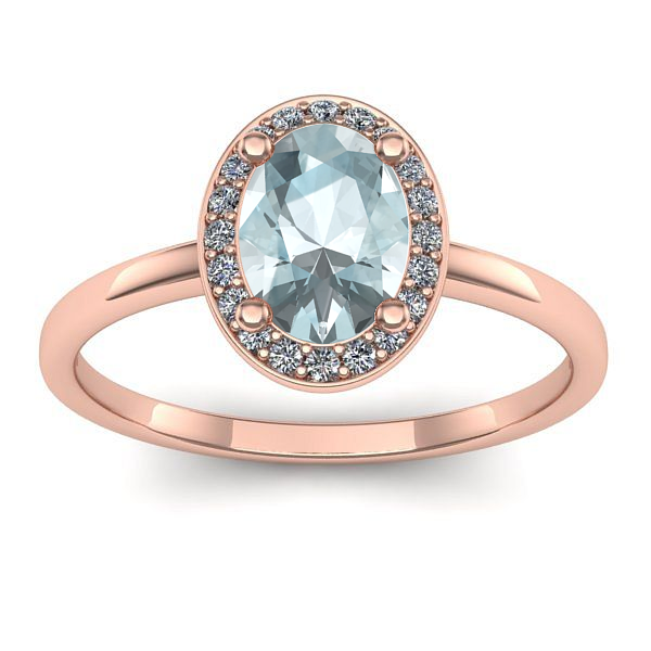 Inel de logodna cu aquamarin oval