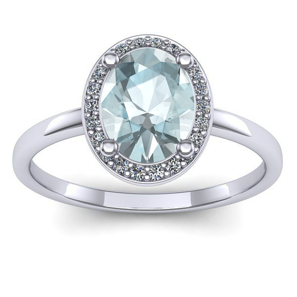 Inel cu aquamarin oval