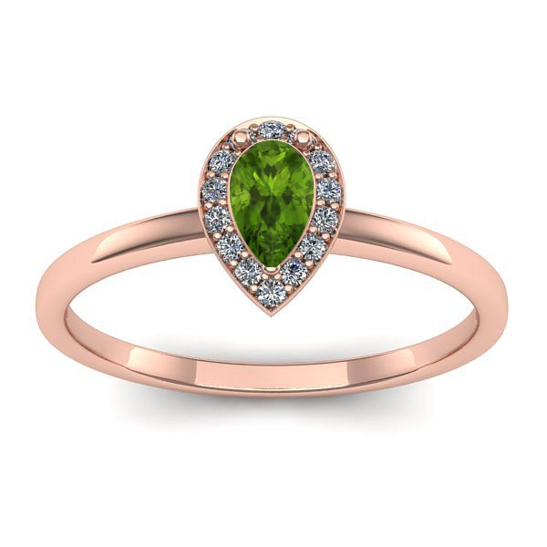 Inel de logodna cu peridot lacrima
