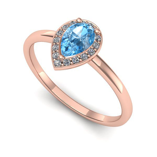 Inel din aur roz cu topaz blue