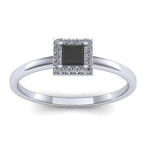 Inel logodna cu diamant negru patrat