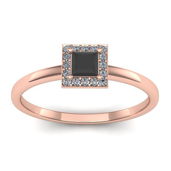 Inel cu diamant negru patrat