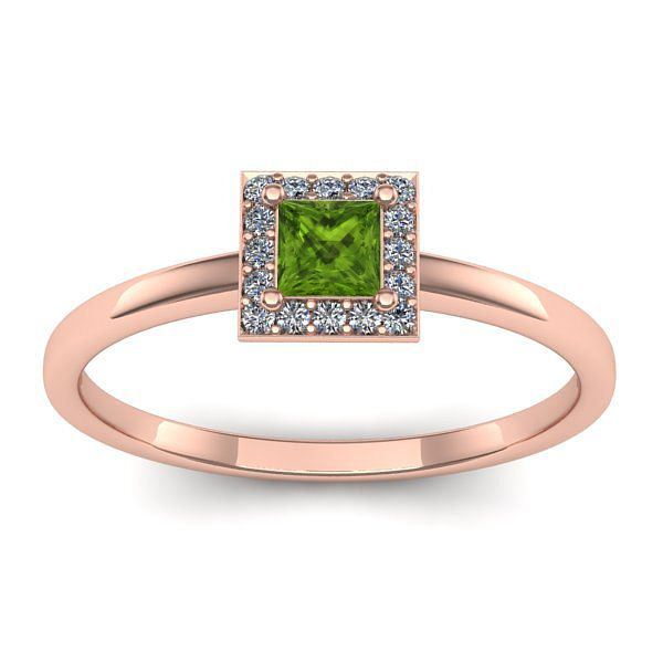 Inel cu peridot patrat