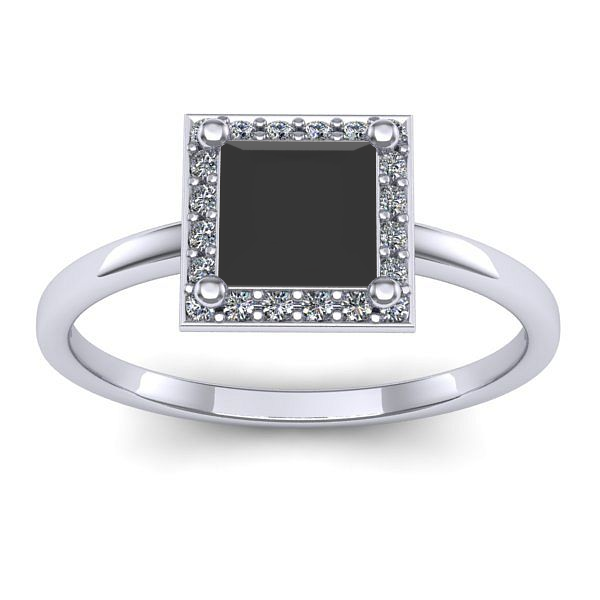 Inel logodna cu diamant negru patrat