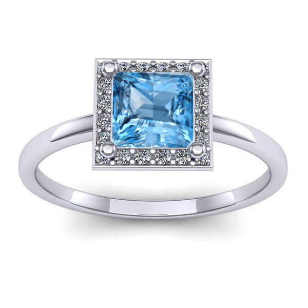 Inel logodna cu topaz blue patrat