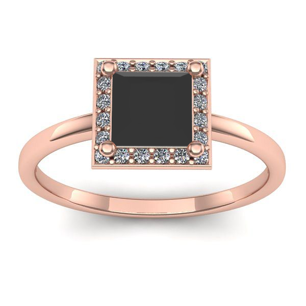 Inel cu diamant negru patrat