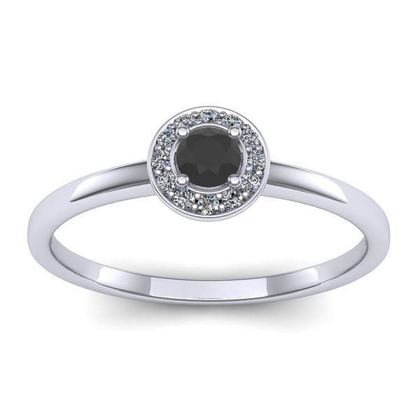 Inel de logodna cu diamant negru rotund
