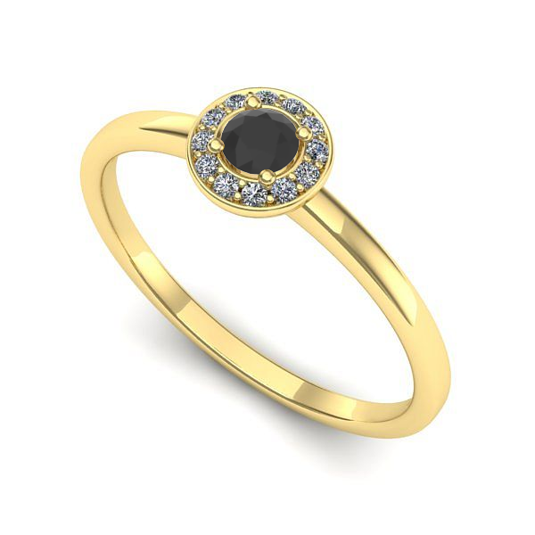 Inel din aur galben cu diamant negru