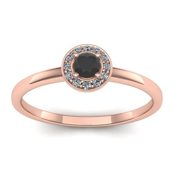 Inel de logodna cu diamant negru rotund