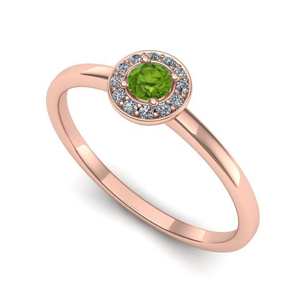 Inel de logodna din aur roz cu peridot