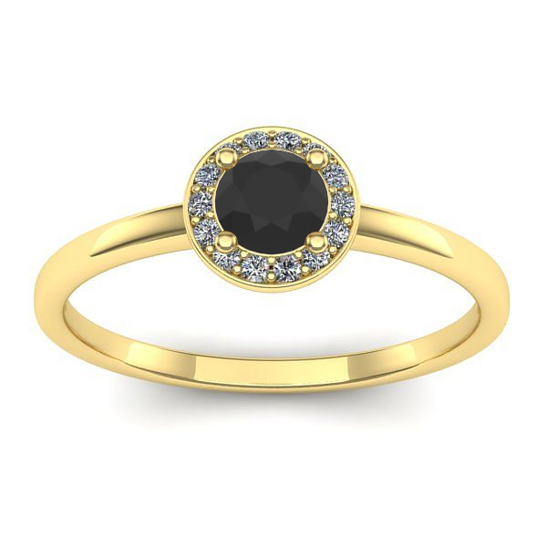 Inel cu diamant negru rotund