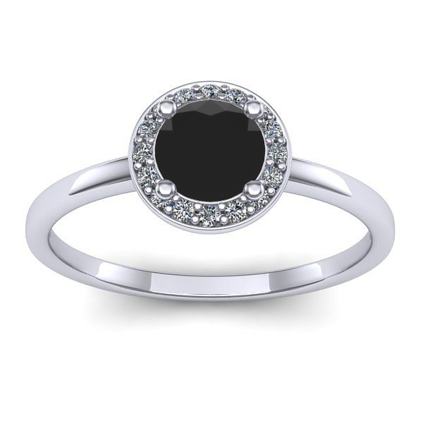 Inel cu diamant negru rotund