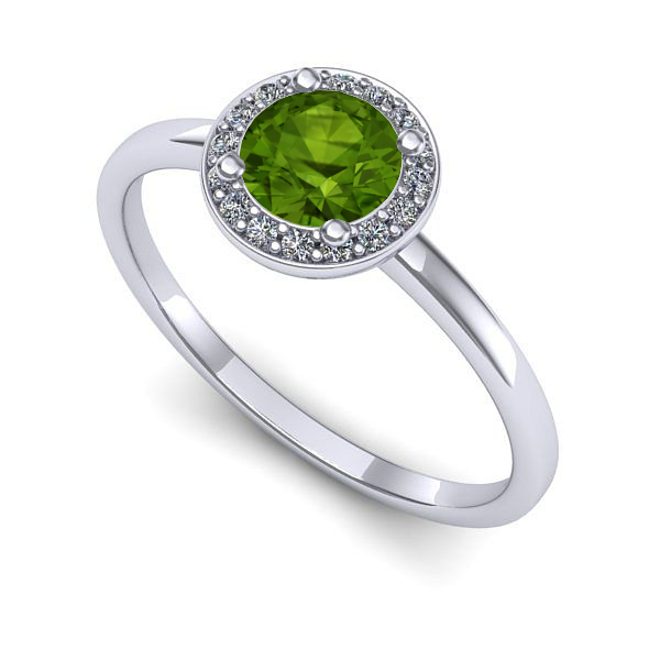 Inel de logodna din aur alb cu peridot