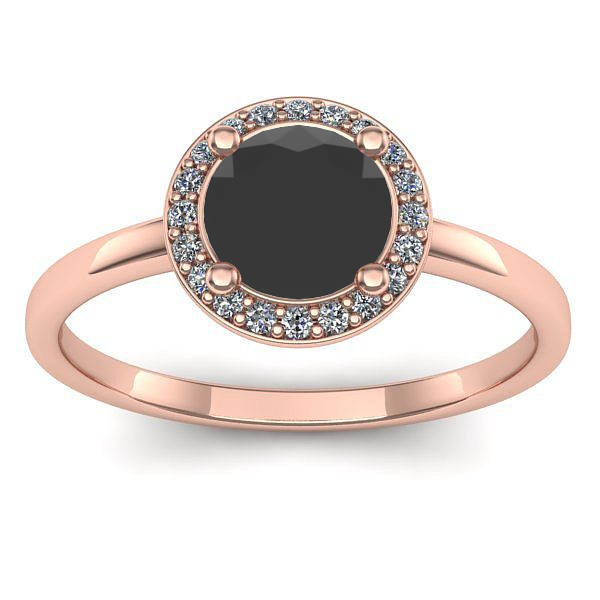 Inel logodna cu diamant negru rotund