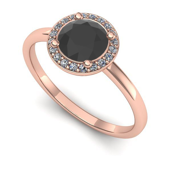 Inel din aur roz cu diamant negru