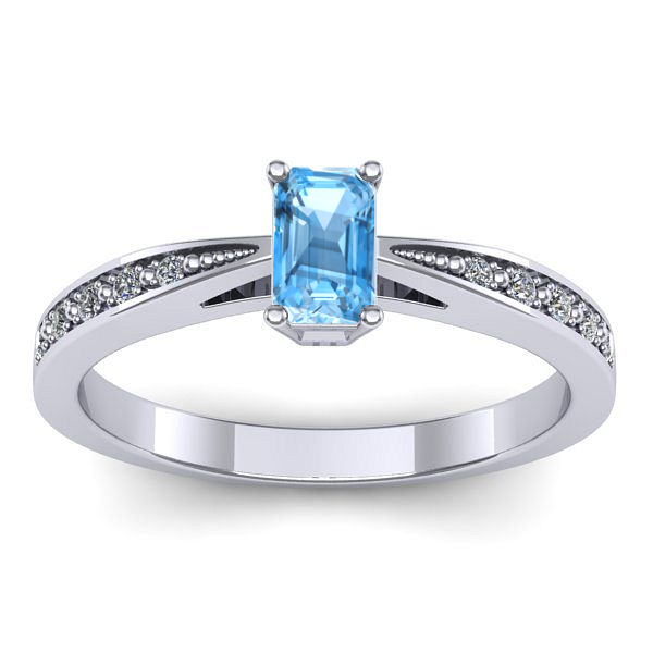 Inel logodna cu topaz blue dreptunghiular