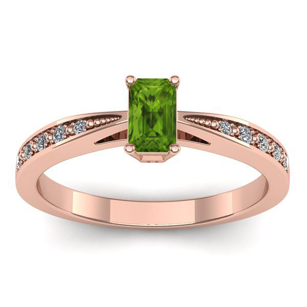 Inel cu peridot dreptunghiular
