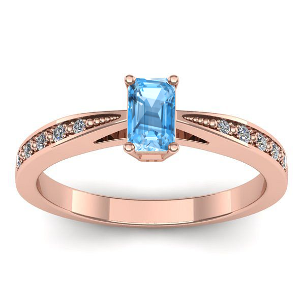 Inel cu topaz blue dreptunghiular