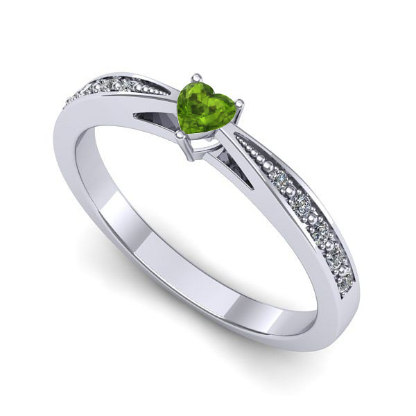 Inel din aur alb cu peridot