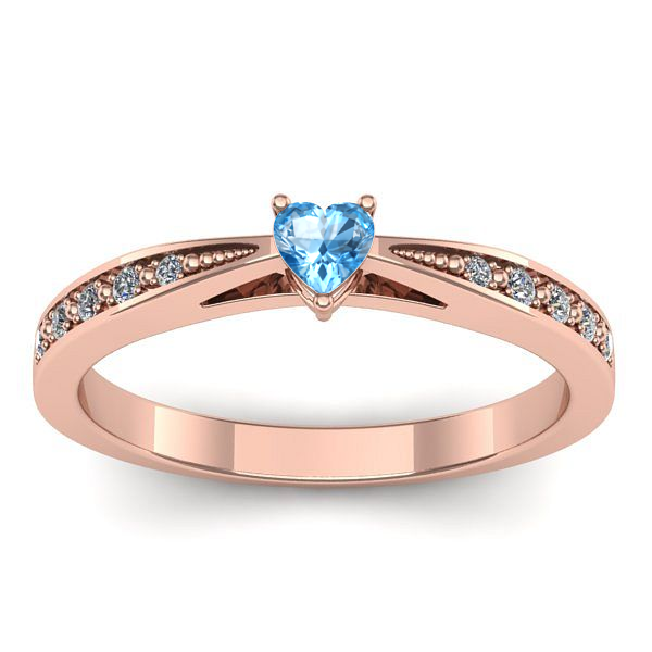 Inel cu topaz blue inima