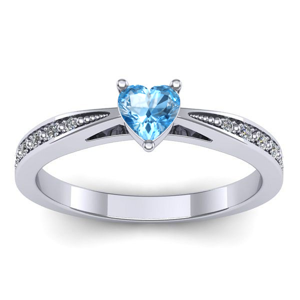 Inel cu topaz blue inima