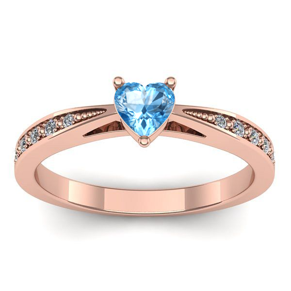 Inel de logodna cu topaz blue inima