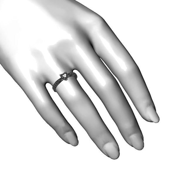 Inel logodna sidestone cu safir alb