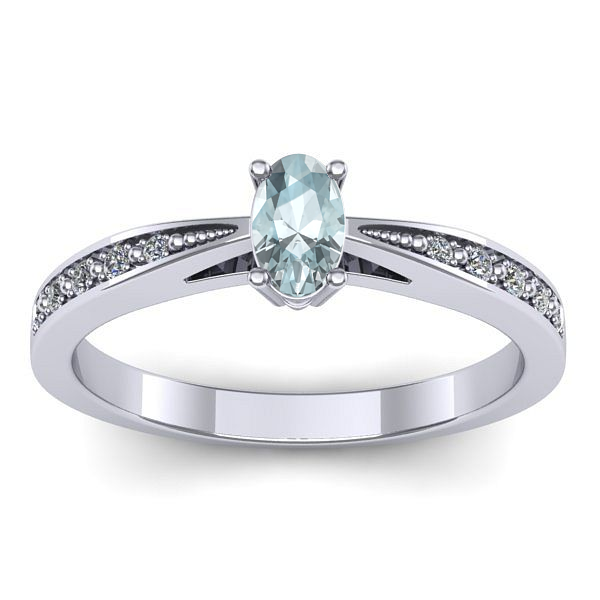 Inel logodna cu aquamarin oval