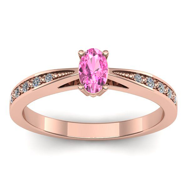 Inel cu safir roz oval