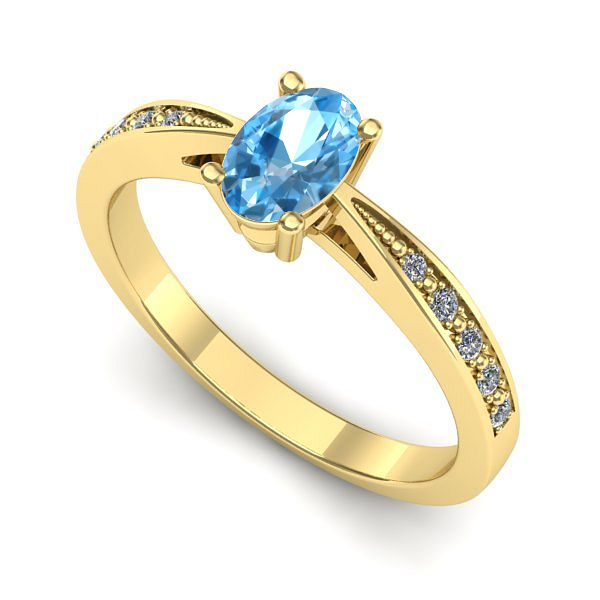 Inel de logodna din aur galben cu topaz blue