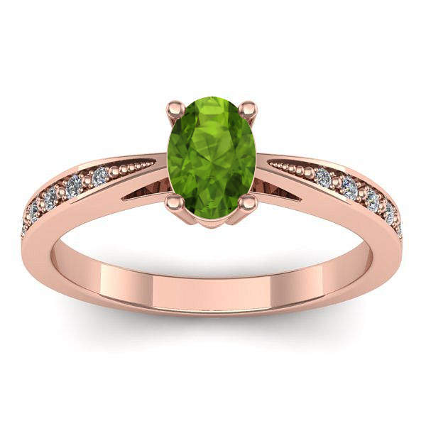 Inel de logodna cu peridot oval