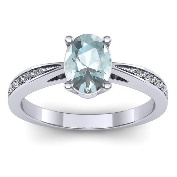 Inel de logodna cu aquamarin oval