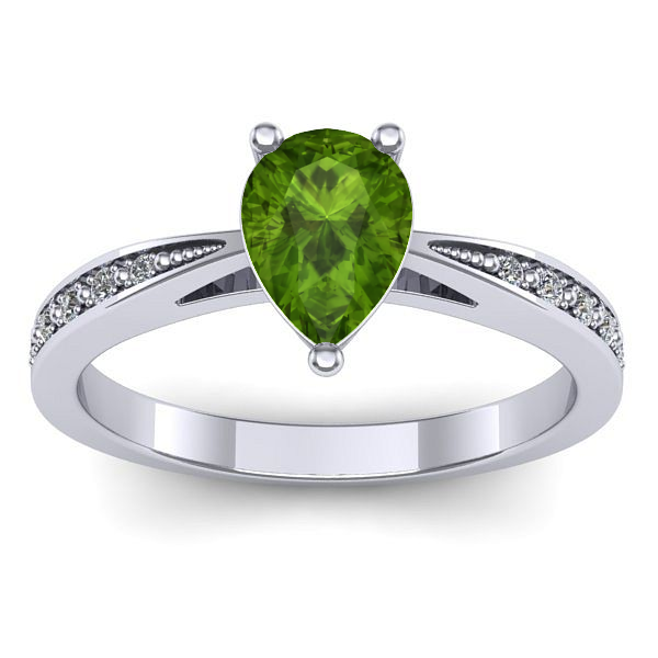 Inel de logodna cu peridot lacrima