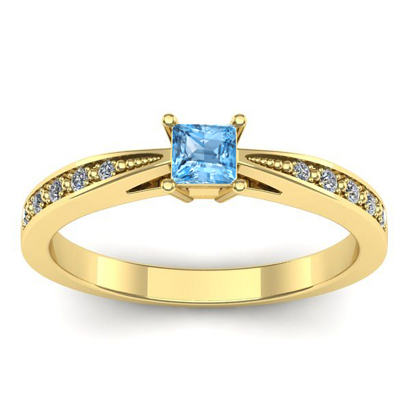 Inel logodna cu topaz blue patrat