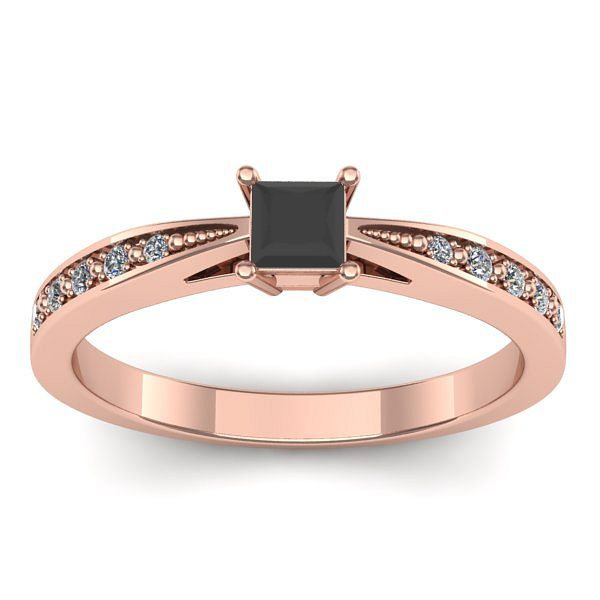 Inel logodna cu diamant negru patrat