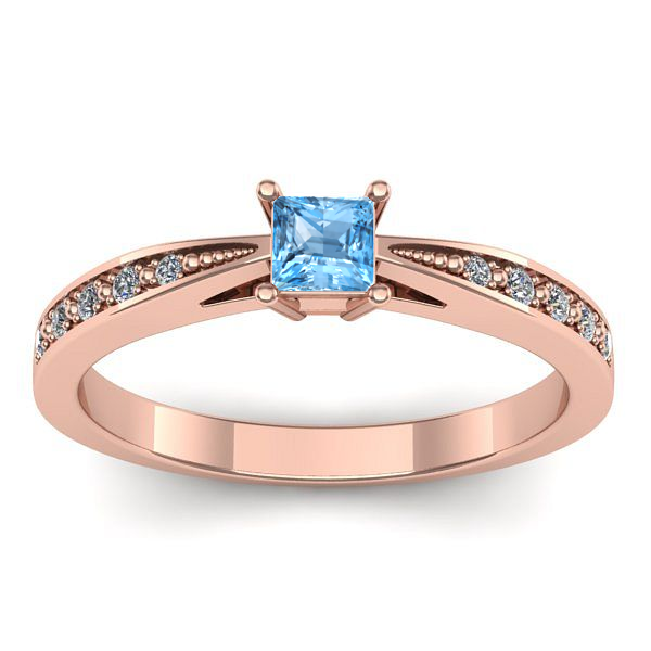 Inel logodna cu topaz blue patrat