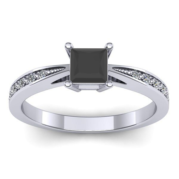Inel logodna cu diamant negru patrat