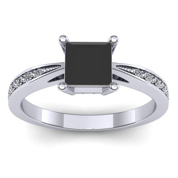 Inel cu diamant negru patrat