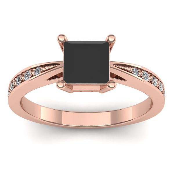 Inel logodna cu diamant negru patrat