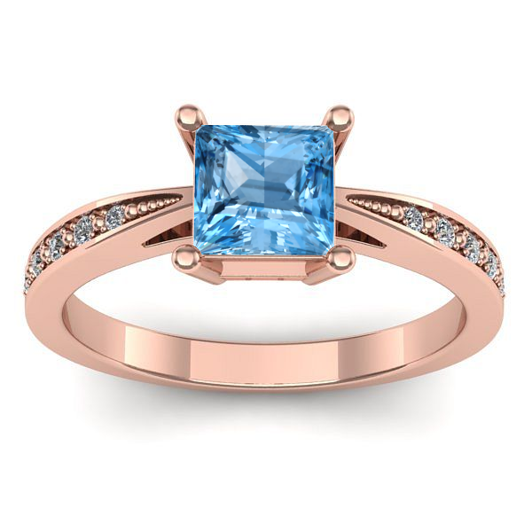 Inel logodna cu topaz blue patrat