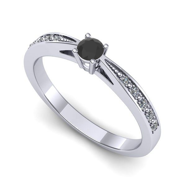 Inel logodna din aur alb cu diamant negru