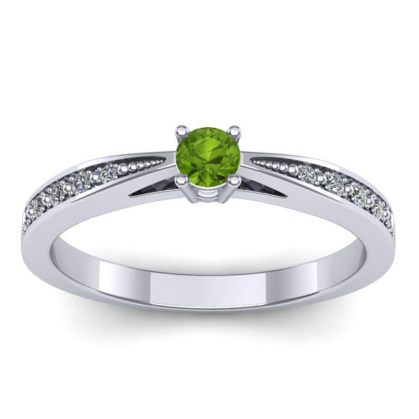 Inel de logodna cu peridot rotund