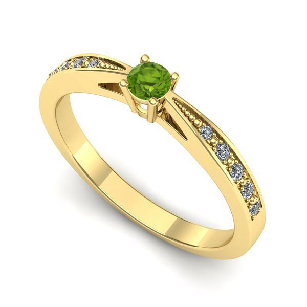 Inel logodna din aur galben cu peridot