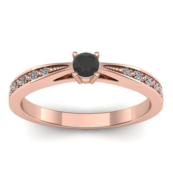 Inel logodna cu diamant negru rotund