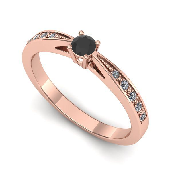 Inel de logodna din aur roz cu diamant negru