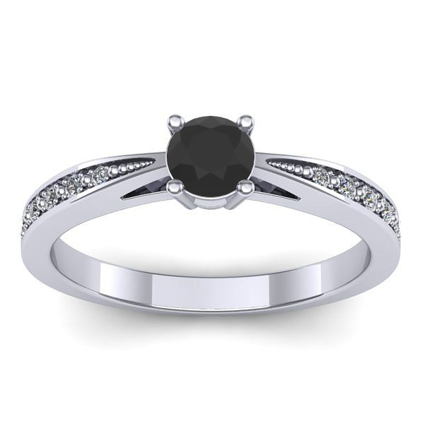 Inel logodna cu diamant negru rotund