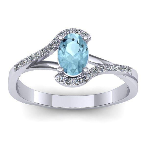 Inel de logodna cu aquamarin oval