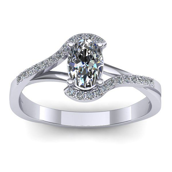 Inel cu safir alb oval