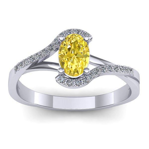 Inel cu safir galben oval